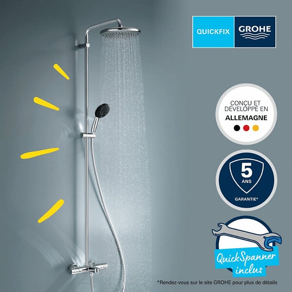 GROHE - Colonne bain douche thermostatique Vitalio Start System Chromé - large