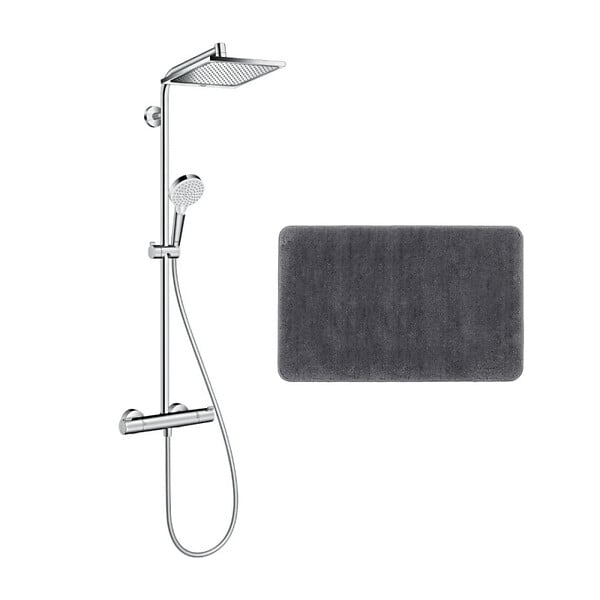 HANSGROHE - Hansgrohe Colonne de douche Crometta E 240 EcoSmart + cadeau gratuit tapis de salle de bain, anthracite (27281000-DAN) - large