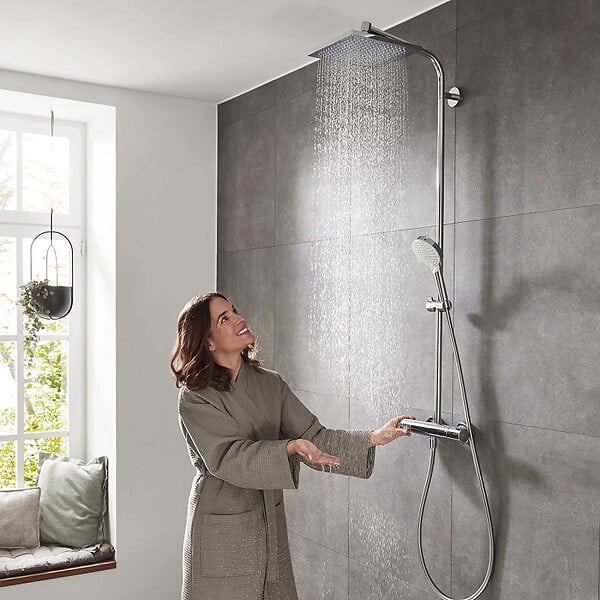 HANSGROHE - Hansgrohe Colonne de douche Crometta E 240 EcoSmart + cadeau gratuit tapis de salle de bain, anthracite (27281000-DAN) - large