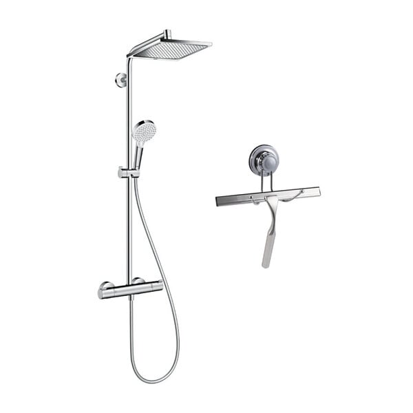 HANSGROHE - Hansgrohe Colonne de douche Crometta E 240 EcoSmart + cadeau gratuit raclette de douche avec ventouse, chrome (27281000-E32) - large