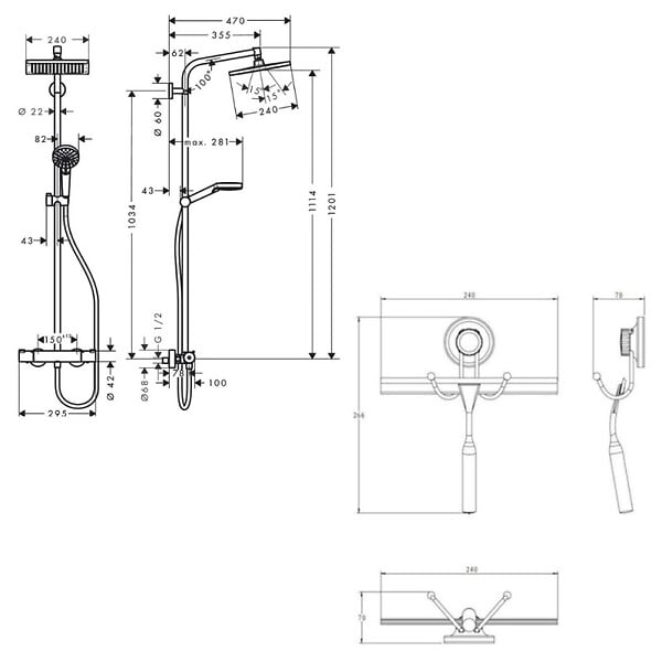 HANSGROHE - Hansgrohe Colonne de douche Crometta E 240 EcoSmart + cadeau gratuit raclette de douche avec ventouse, chrome (27281000-E32) - large