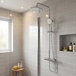 SWISS AQUA TECHNOLOGIES - Basic ensemble de douche avec mitigeur thermostatique, douche de tête, douchette à main, chrome (SATSSTKEB) - vignette