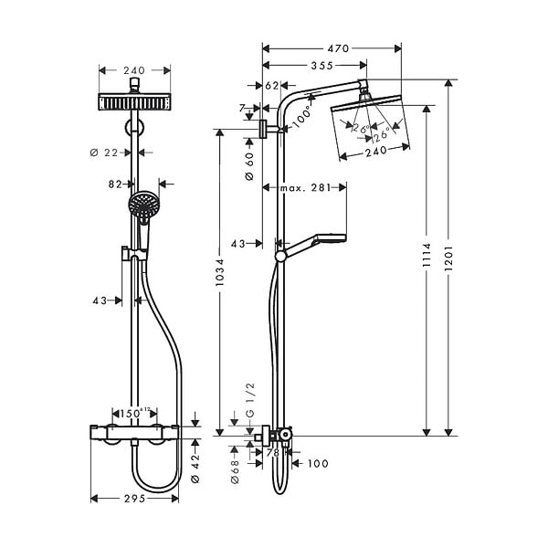 HANSGROHE - Hansgrohe Set de douche Crometta E 240 + cadeau gratuit tapis de salle de bain, gris (27271000-8SE) - large