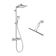 HANSGROHE - Hansgrohe Set de douche Crometta E 240 + cadeau gratuit raclette de douche avec crochet ventouse, transparent (27271000-LUX) - vignette
