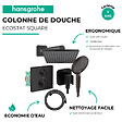 HANSGROHE - Colonne douche thermostatique Ecostat Square Douche de tête Vernis Flexible Designflex Douchette Raindance SelectS noir - vignette