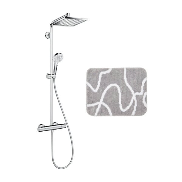 HANSGROHE - Hansgrohe Colonne de douche Crometta E 240 EcoSmart + cadeau gratuit tapis de salle de bain, gris (27281000-8SE) - large