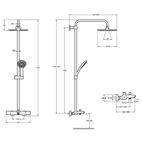 JACOB DELAFON - Colonne bain douche thermostatique July+ chromé - large