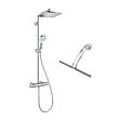 HANSGROHE - Hansgrone Colonne de douche Crometta E 240 EcoSmart + raclette de douche avec crochet ventouse, transparent (27281000-LUX) - vignette