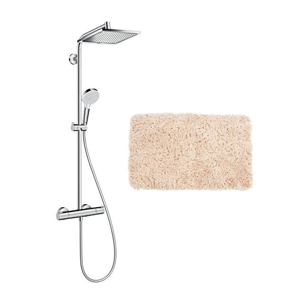 HANSGROHE - Hansgrohe Colonne de douche Crometta E 240 EcoSmart + cadeau gratuit tapis de salle de bain, beige (27281000-2BE) - large
