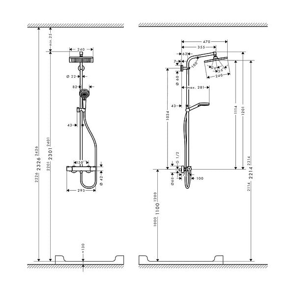 HANSGROHE - Hansgrohe Set de douche Crometta E 240 + cadeau gratuit tapis de salle de bain (27271000-DAN) - large