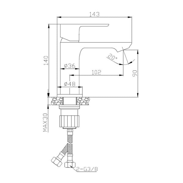 CERAMIA - Neo mitigeur de lavabo sans vidage, noir mat (SIKOBSLNEO271C) - large