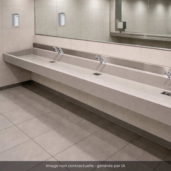 PRESTO - Pack mitigeur infrarouge avec robinet d'arrêt + Distributeur de savon infrarouge Linea Inox brossé - large