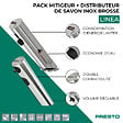 PRESTO - Pack mitigeur infrarouge avec robinet d'arrêt + Distributeur de savon infrarouge Linea Inox brossé - vignette
