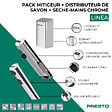 PRESTO - Pack mitigeur infrarouge avec robinet d'arrêt + Distributeur de savon infrarouge + Sèche-main Linea Chromé - vignette