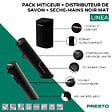 PRESTO - Pack mitigeur infrarouge avec robinet d'arrêt + Distributeur de savon infrarouge + Sèche-main Linea Noir mat - vignette