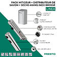 PRESTO - Pack mitigeur infrarouge avec robinet d'arrêt + Distributeur de savon infrarouge + Sèche-main Linea Inox brossé - vignette