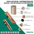 PRESTO - Pack mitigeur infrarouge avec robinet d'arrêt + Distributeur de savon infrarouge + Sèche-main Linea Cuivre brossé - vignette