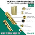 PRESTO - Pack mitigeur infrarouge avec robinet d'arrêt + Distributeur de savon infrarouge + Sèche-main Linea Or brossé - vignette