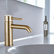 OLFA - Mitigeur lavabo bec bas Ortence laiton brossé avec vidage clic clac - vignette