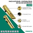 PRESTO - Pack mitigeur infrarouge avec robinet d'arrêt + Distributeur de savon infrarouge Linea Or brossé - vignette