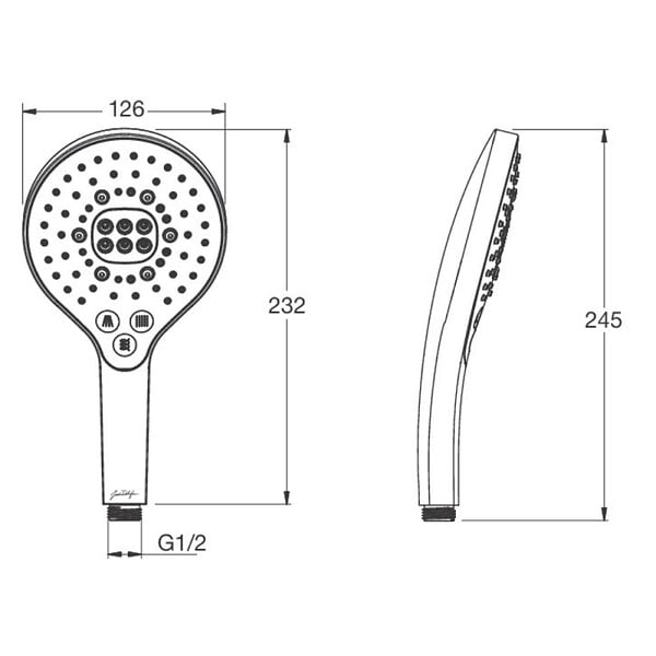 JACOB DELAFON - Pommeau de douche 3 jets Metro signature chromé - large