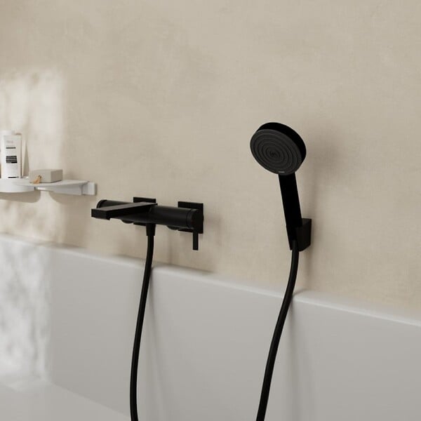 HANSGROHE - Pommeau de douche Raindance Select S EcoSmart 120 3 jets noir mat + flexible de douche 1,60 m Isiflex noir mat - large