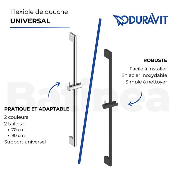 DURAVIT - Barre de douche Universal 70 cm noir mat - large