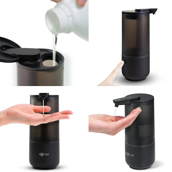 SWISS AQUA TECHNOLOGIES - Distributeur de savon et de désinfectant à capteur noir (SATDDAVC) - large