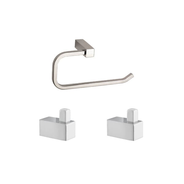 SIKO - Multi set de deux crochets de salle de bain + porte-serviettes  à crocher, chrome (ELEMULTI-SET5) - large
