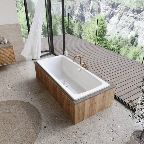 SWISS AQUA TECHNOLOGIES - Feel 180x80 cm baignoire rectangulaire en acier émaillé, gauche et droite, sans siphon ni pieds, blanc (SATVFEEL180DUO) - large