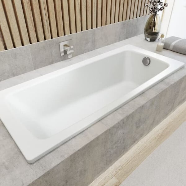 SWISS AQUA TECHNOLOGIES - Feel 180x80 cm baignoire rectangulaire en acier émaillé, gauche et droite, sans siphon ni pieds, blanc (SATVFEEL180DUO) - large