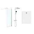GROHE - Pack Douche Complet – Paroi Walk-In 120x200 Chrome + Colonne Grohe Vitalio 2 Jets + Receveur Marbre Coulé Blanc 120x80 - vignette