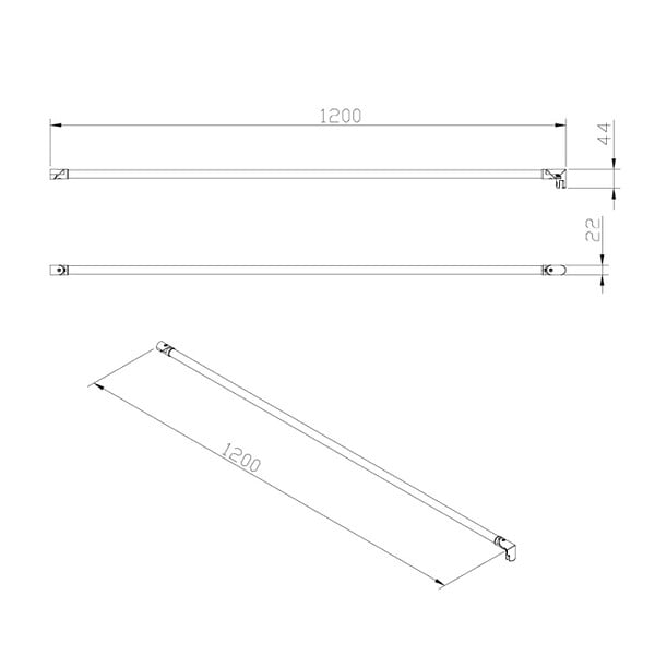 SWISS AQUA TECHNOLOGIES - Project bras de montage pour paroi de douche 120 cm, noir mat (SATZAV6C) - large