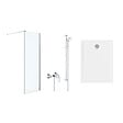 GROHE - Pack Douche Complet – Paroi Walk-In 100x200 Chrome + Colonne Grohe Tempesta 3 Jets + Receveur Marbre Coulé Blanc 120x90 - vignette
