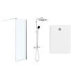 GROHE - Pack Douche Complet – Paroi Walk-In 120x200 Chrome + Colonne Grohe Vitalio 2 Jets + Receveur Marbre Coulé Blanc 120x90 - vignette