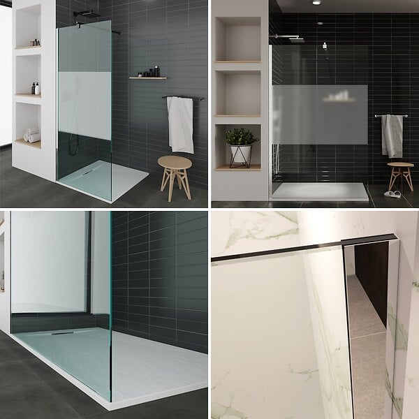 SANIVERRE - Paroi de douche Italienne ROMA 170 x 200 cm verre 8 mm centre-opaque - large