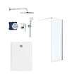 GROHE - Pack Douche Complet – Paroi Walk-In 140x200 Chrome + Colonne Grohe Eurosmart 2 Jets + Receveur Marbre Coulé Blanc 140x90 - vignette