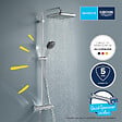 GROHE - Pack Douche Complet – Paroi Walk-In 140x200 Chrome + Colonne Grohe Vitalio 2 Jets + Receveur Marbre Coulé Blanc 140x90 - vignette