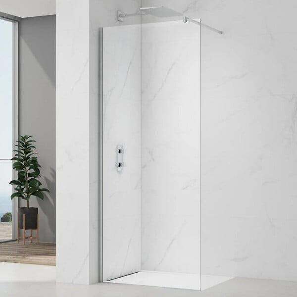 SWISS AQUA TECHNOLOGIES - Project paroi de douche à l'italienne 90 cm avec accessoires de montage, chrome brillant (SATBWIPRO90) - large