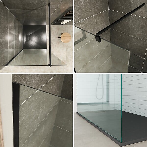 SANIVERRE - Paroi de douche Italienne ROMA-BLACK 110 x 200 cm verre 8 mm transparent - large