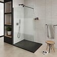SANIVERRE - Paroi de douche Italienne ROMA-BLACK 170 x 200 cm verre 8 mm centre-opaque - vignette