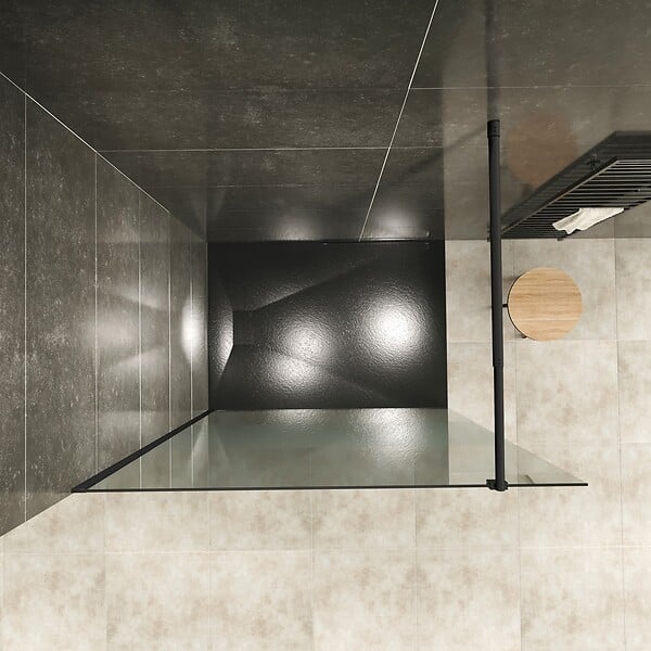 SANIVERRE - Paroi de douche Italienne ROMA-BLACK 170 x 200 cm verre 8 mm centre-opaque - large