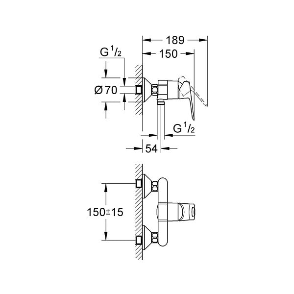 GROHE - Pack Douche Complet – Paroi Walk-In 140x200 Chrome + Colonne Grohe Tempesta 3 Jets + Receveur Marbre Coulé Blanc 140x90 - large