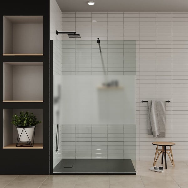SANIVERRE - Paroi de douche Italienne ROMA-BLACK 150 x 200 cm verre 8 mm centre-opaque - large