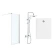 SWISS AQUA TECHNOLOGIES - Pack Douche Complet – Paroi Walk-In 140x200 Chrome + Colonne SAT 3 Jets + Receveur Marbre Coulé Blanc 140x90 (SAT100C7PR149W) - vignette
