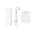 SWISS AQUA TECHNOLOGIES - Pack Douche Complet – Paroi Walk-In 100x200 Chrome + Colonne SAT 3 Jets + Receveur Marbre Coulé Blanc 120x90 (SAT100C7PR129W) - vignette