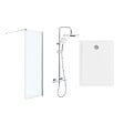SWISS AQUA TECHNOLOGIES - Pack Douche Complet – Paroi Walk-In 120x200 Chrome + Colonne SAT 3 Jets + Receveur Marbre Coulé Blanc 120x90 (SAT120C7PR129W) - vignette