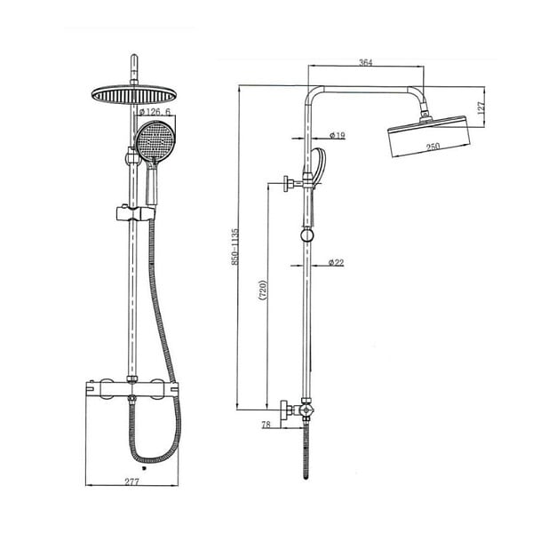 SWISS AQUA TECHNOLOGIES - Pack Douche Complet – Paroi Walk-In 120x200 Chrome + Colonne SAT 3 Jets + Receveur Marbre Coulé Blanc 120x90 (SAT120C7PR129W) - large