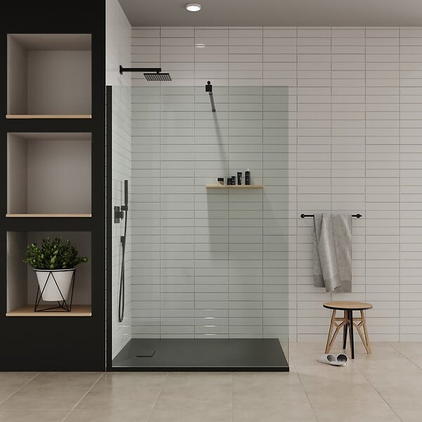 SANIVERRE - Paroi de douche Italienne ROMA-BLACK 120 x 200 cm verre 8 mm transparent - large