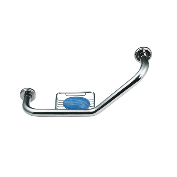 SIKO - Poignée de baignoire murale Multi 42 cm forme coudée avec porte-savon, inox (MAD501ENRZ) - large